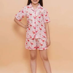Piccolo Kids Pink Printed Regular Fit Shirt, Shorts & Slipper-image-15