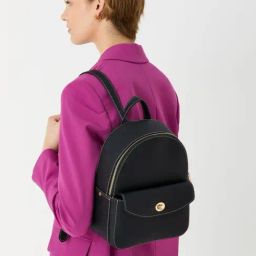 Accessorize London Black Leather Medium Backpack-image-78