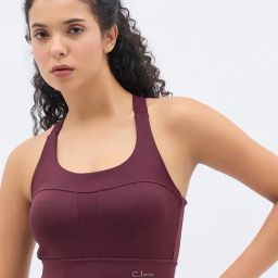 Clovia Maroon Polyester Solid Sports Bra-image-95