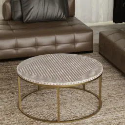 Casagold Harmony Vegan Shell Inlay Coffee Table With Stand - Brown image 1