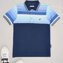 Pantaloons Junior Boys Bright White Cotton Striped Casual Tops & Tees-picture-10