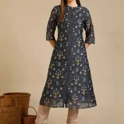 Aurelia Navy Regular Fit Printed Kurtas-image-51