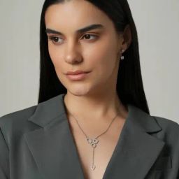 Mabel 92.5 Sterling Silver Rhodium-Plated Teardrop Halos Lariat-image-74