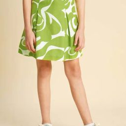 VERO MODA GIRL Lettuce Green Abstract Regular Fit Skirt-image-68