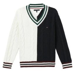 TOMMY HILFIGER Blue & White Coloblock Archive Fit Pullover-image-54