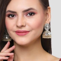Karatcart Gold-Plated Mirror Jhumki Earrings for Women image 2