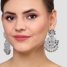 Karatcart Silver Plated Mirror Dangler Earrings for Women image 2