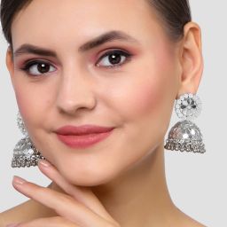 Karatcart Silver Plated Mirror Jhumki Earrings for Women image 2