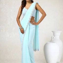 Soch Turquoise Embellished Saree With Unstitched Blouse-picture-47