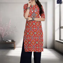 HERE&NOW Selection Of 2 Geometric Printed Round Neck Straight Kurtas-33