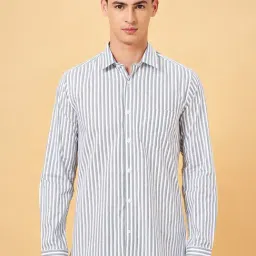 Byford By Pantaloons Dark Blue Slim Fit Striped Shirt-picture-44