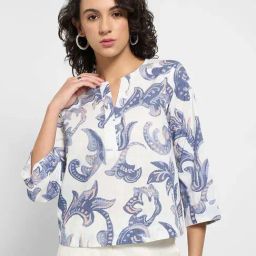 Akkriti By Pantaloons Deja Vu Blue Cotton Regular Fit Printed Top-picture-22