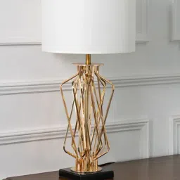 Whispering Homes Gold Labyrint Metallic Table Lamp With White Shade-image-60