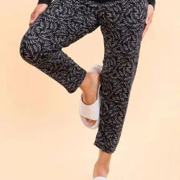 Enamor Coal Black Printed Lounge Pants-image-48