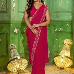 Soch Pink Embellished Saree With Unstitched Blouse-image-54