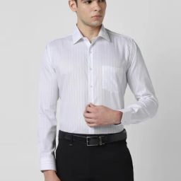 Van Heusen White Slim Fit Striped Shirt-image-48