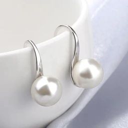 Oomph Jewellery White Pearl Minimal Silver Tone Office Wear Fashion Drop Earrings-image-69