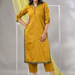 Charukriti Mustard Straight Kurta-image-30