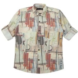 Cavio Kids Beige Cotton Printed Shirt-image-49