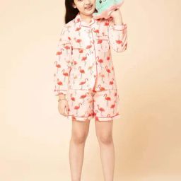 Piccolo Kids Pink Printed Regular Fit Shirt, Shorts & Slipper-image-50