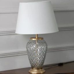 Whispering Homes Transparent Diamond Cut Glass Lamp - Medium-36