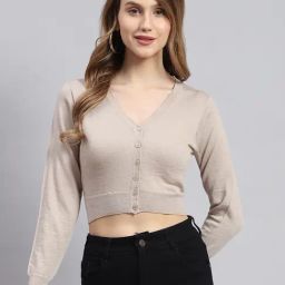Monte Carlo Beige Wool Crop Cardigan-24