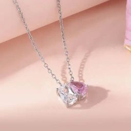 Ornate Jewels 925 Silver Pink American Diamond Toi Et Moi Necklace for Women-image-76