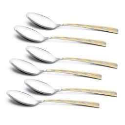 Bergner BE Essentials Tosca Silver & Gold Stainless Steel Dinner Spoon - Set of 6-picture-47