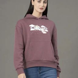Red Tape Earthy Mauve Loose Fit Printed Hoodie-picture-1