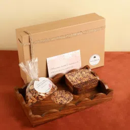 VarEesha Serve With Love Brown Ceramic Tray with Coaster - Set of 3 image 2