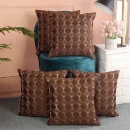 MFD HOME Furnishing Brown Satin Cushion Cover - Set of 5-image-47