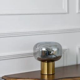 Whispering Homes Gold Ajan Grey Glass Table Lamp-31