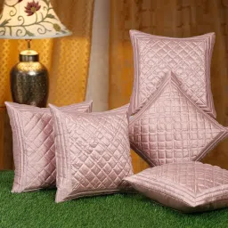 HOSTA HOMES Peach Polyester Cushion Covers - Set of 5 image 1