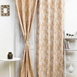 Ariana Gold & White Polyester Window Curtains - Set of 2-image-21
