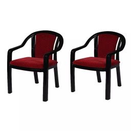 Supreme Ornate Plastic Lifestyle Chair, Red Black (Set of 2)-picture-43