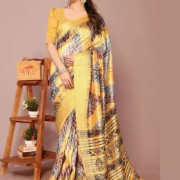 Mirchi Fashion Yellow Art Silk Others Saree With Unstitched Blouse-image-102