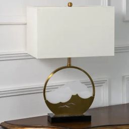 Whispering Homes Wolke Golden Metallic Table Lamp With White Shade-7