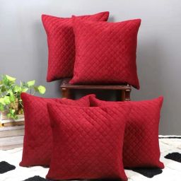MFD HOME Furnishing Maroon Velvet Cushion Cover - Set of 5-image-70
