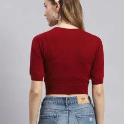 Monte Carlo Maroon Wool Crop Cardigan image 2