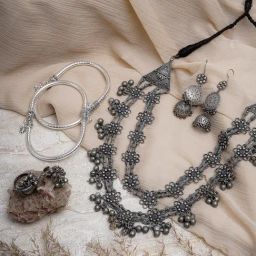 Teejh Shanika Silver Oxidised Jewellery Set-picture-10
