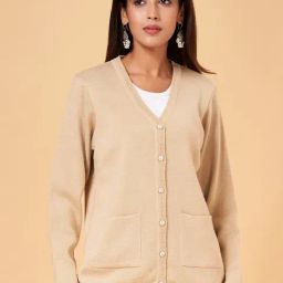Rangmanch by Pantaloons Beige V Neck Cardigan-image-11