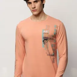 SHOWOFF Peach Slim Fit Printed Sweatshirt-image-48