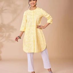 Daali Yellow Cotton Regular Fit Printed Kurta-picture-26