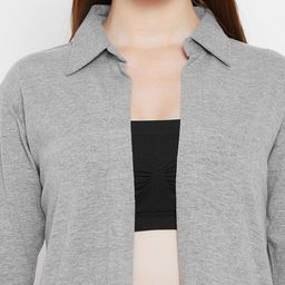 Hypernation Grey Solid Open Front Shrug image 4