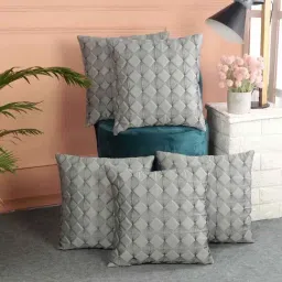 MFD HOME Furnishing Silver Satin Cushion Cover - Set of 5-image-90