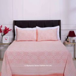 Shahenaz Orange 120 TC Cotton Gayatri Geo Artland Luxury Double Bedsheet with 2 Pillow Covers-picture-26