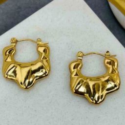 SUBHAGALANKAR Stainless Steel Gold-Plated Contemporary Hoop Earrings-image-77