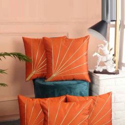 MFD HOME Furnishing Red Polyester Cushion Cover - Set of 5-image-9