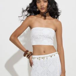LOV by Westside White Lace-Detailed Cotton Tube Top-picture-10