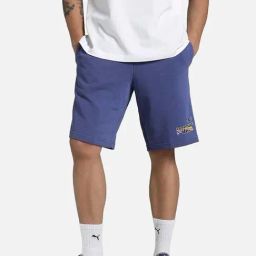 Puma Blue Regular Fit Logo Printed Shorts-image-94